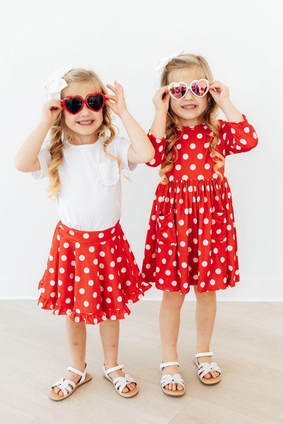 Red Polka Dots Ruffle Twirl Skort