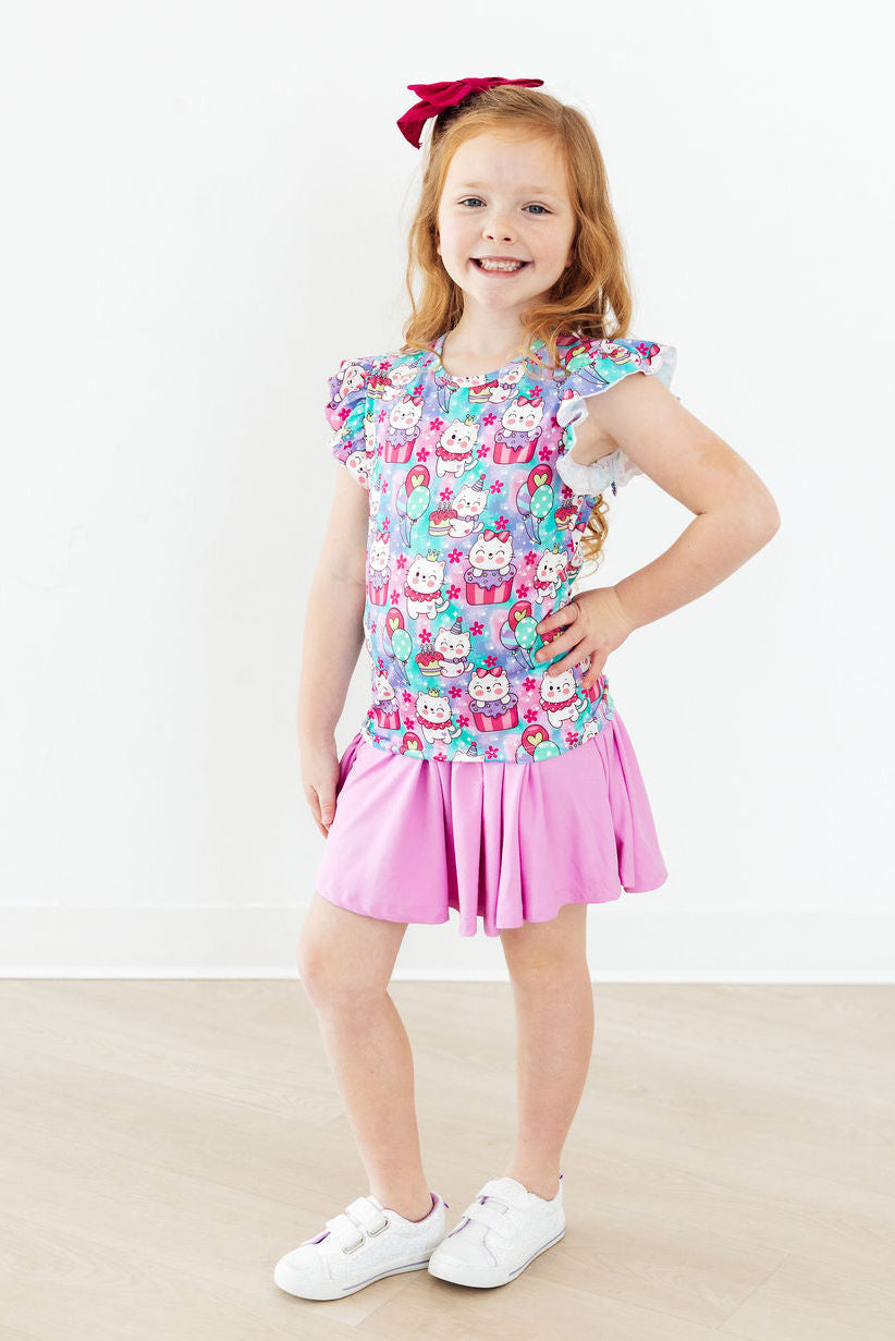 Time To Purr-ty S/S Ruffle Tee