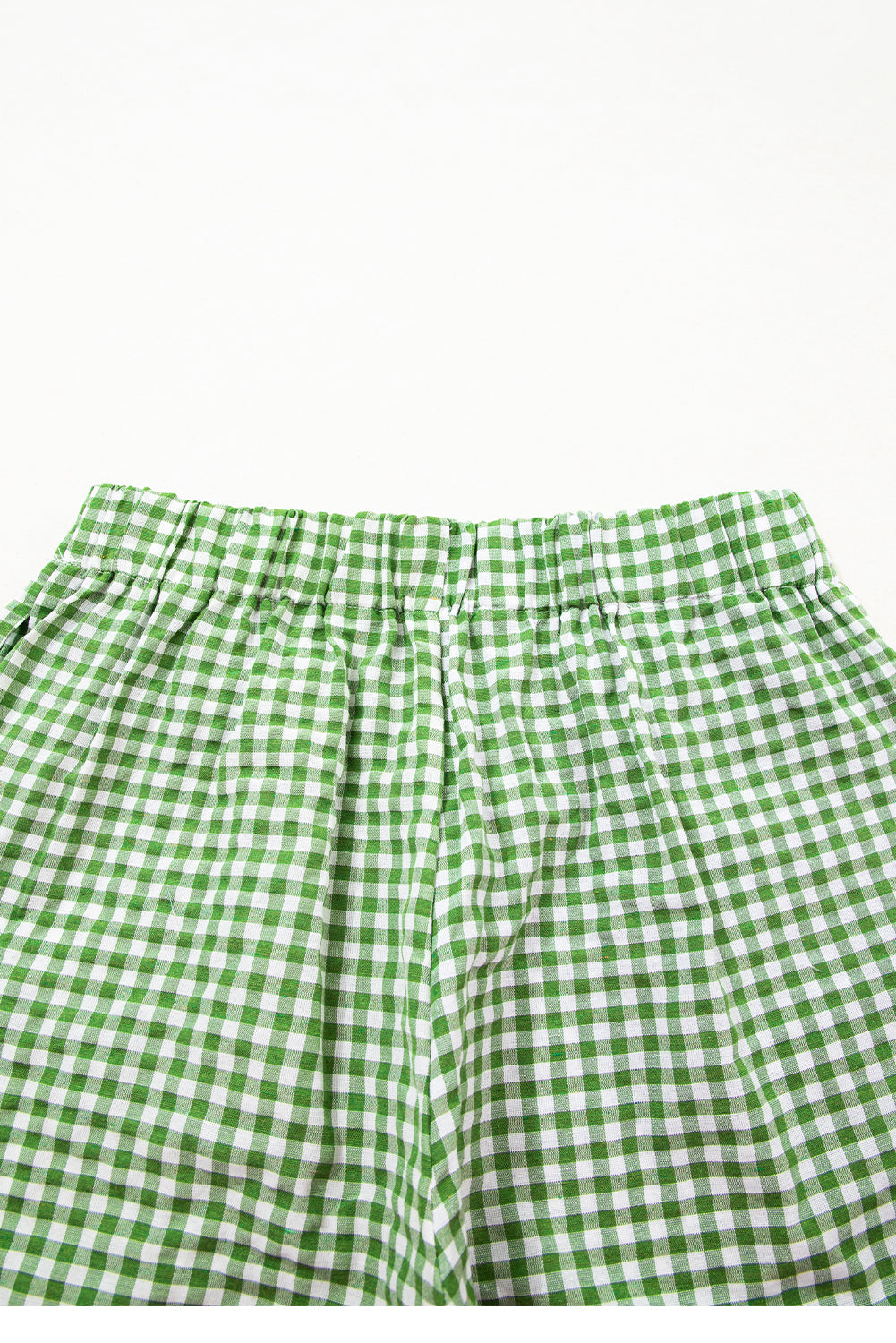 Red gingham printed high waist casual shorts from Mommas Hive, made of polyester, featuring a stylish and comfortable fit.