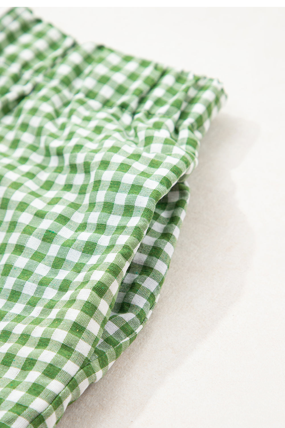 Red gingham printed high waist shorts from Mommas Hive, casual polyester bottoms with a comfortable fit and stylish design.