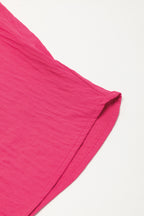 Bright pink Mommas Hive loose romper with half-button collar, made from 100% polyester, casual jumpsuit for women.