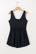 Mommas Hive plain sleeveless romper with drawstring waist, made from polyamide and elastane, featuring a cinched fit and casual style.