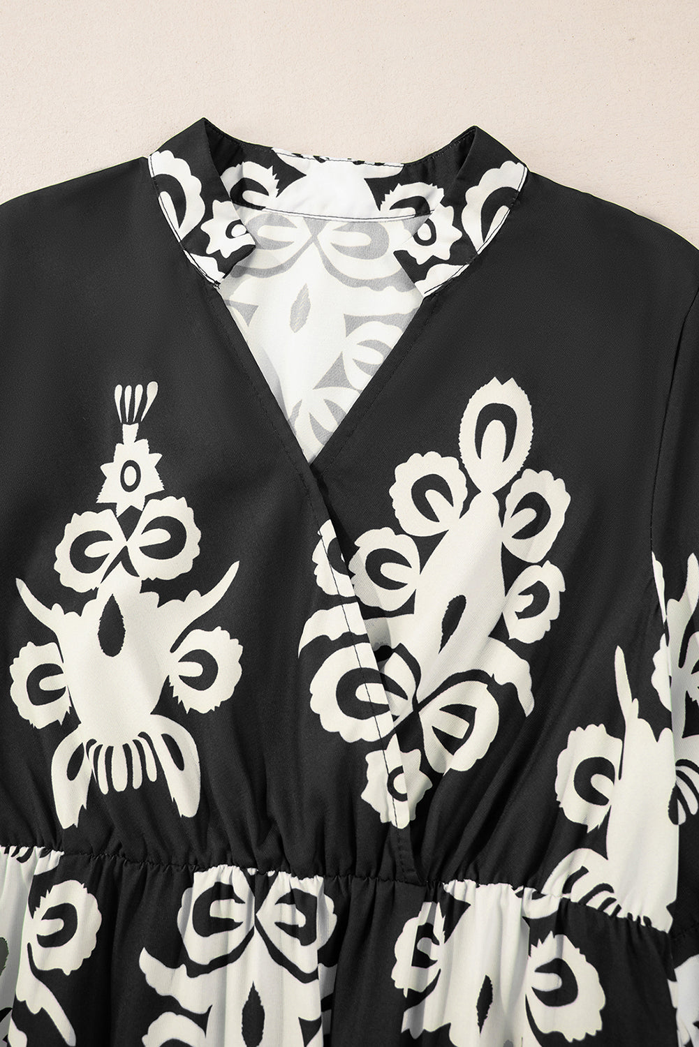 Black Western geometric print midi dress by Mommas Hive with 3/4 sleeves and a loose, comfortable fit.