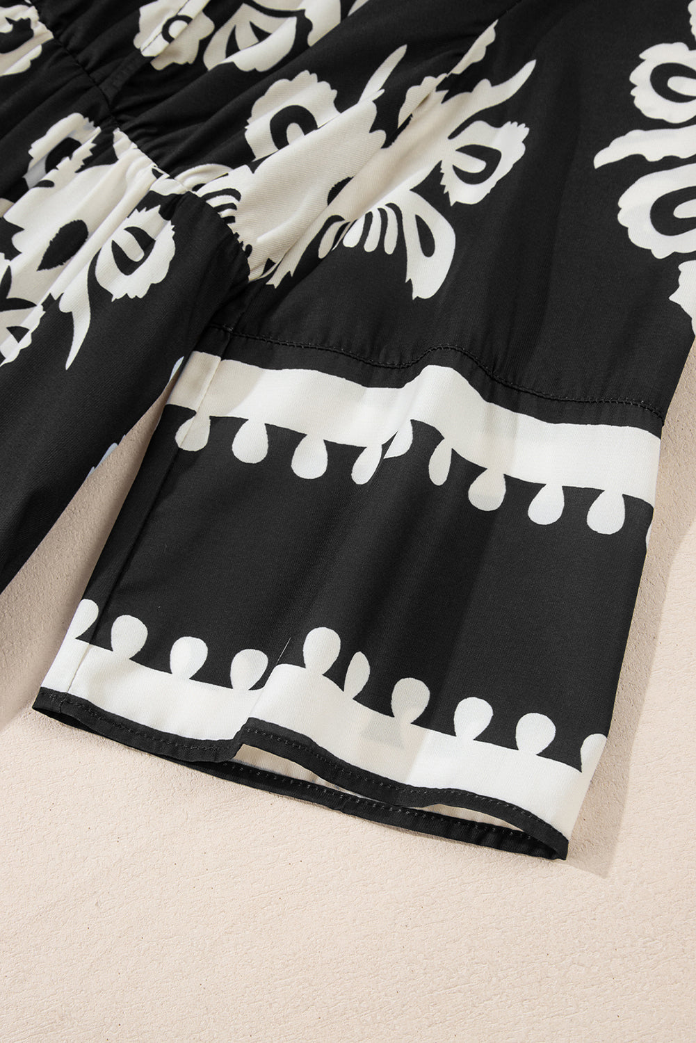 Black Western geometric print midi dress by Mommas Hive with 3/4 sleeves and a loose fit, perfect for casual or stylish wear.