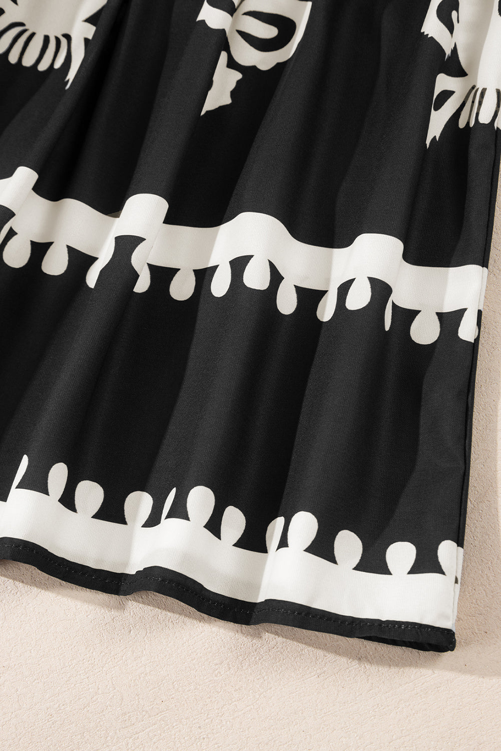 Black Western geometric print midi dress by Mommas Hive with 3/4 sleeves and a loose fit, perfect for casual or boho styles.