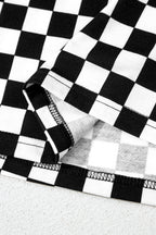 Mommas Hive black checkered print long sleeve top and pants lounge set, cozy loungewear made of polyester and elastane.