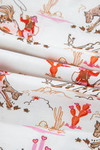 White Cowgirl Country Print Pajamas Set by Mommas Hive, comfortable loungewear with a fun country cowgirl pattern.