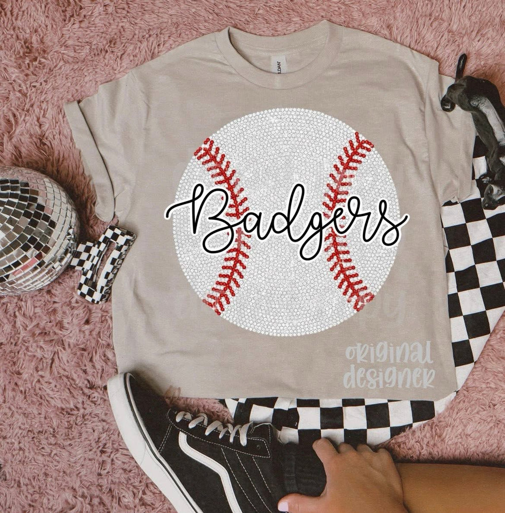 Custom Mommas Hive Gildan baseball with white leather cover and red stitching, featuring embroidered logo on front.