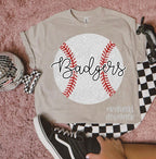 Custom Mommas Hive Gildan baseball with white leather cover and red stitching, featuring embroidered logo on front.