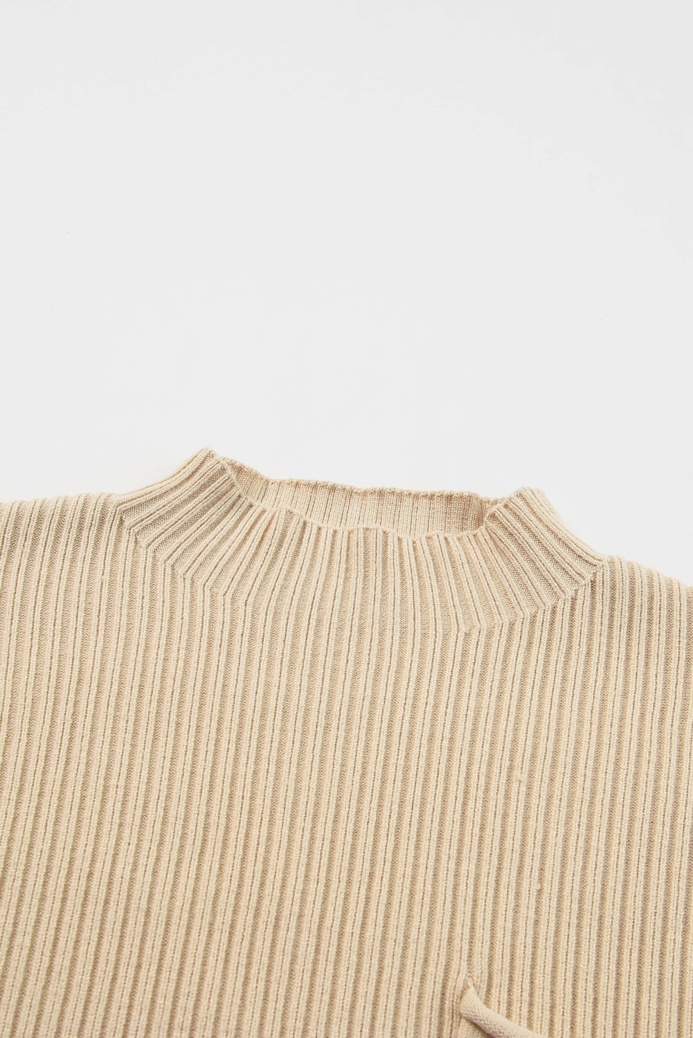 Mommas Hive oatmeal ribbed knit short sleeve sweater with patch pockets, lightweight and comfortable for casual wear.