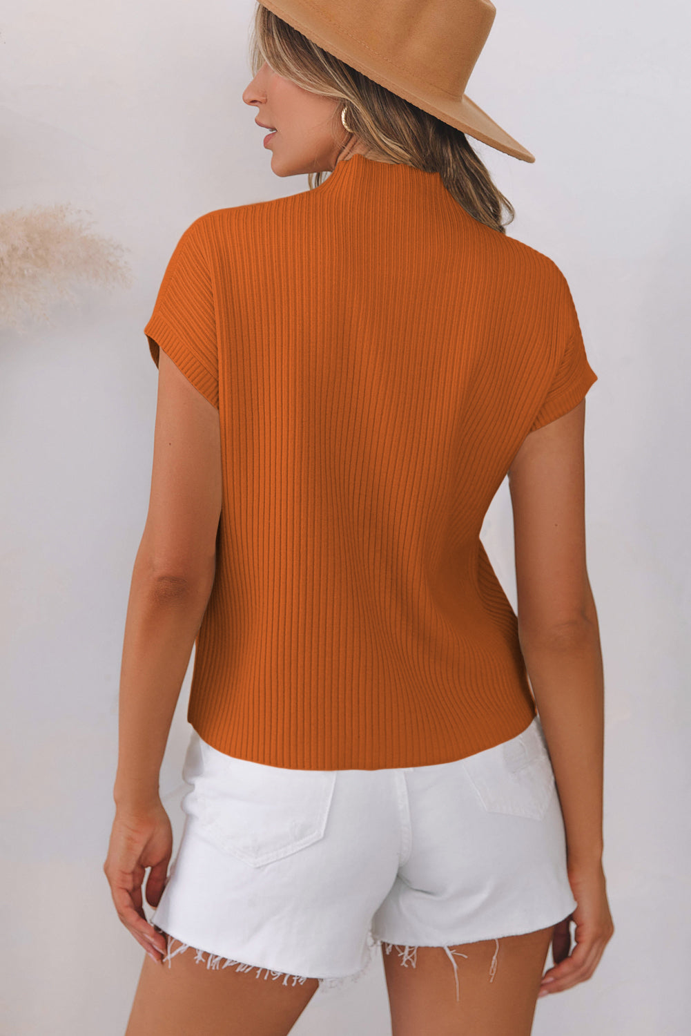 Mommas Hive oatmeal ribbed knit short sleeve sweater with patch pocket, casual knit top, lightweight and comfortable for everyday wear.