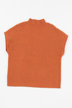 Mommas Hive oatmeal ribbed knit short sleeve sweater with patch pocket, made from viscose, polyester, and polyamide fabric.