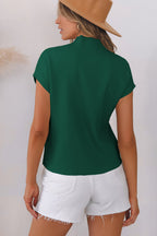 Mommas Hive oatmeal ribbed knit short sleeve sweater with patch pocket, made from viscose, polyester, and polyamide, casual style.
