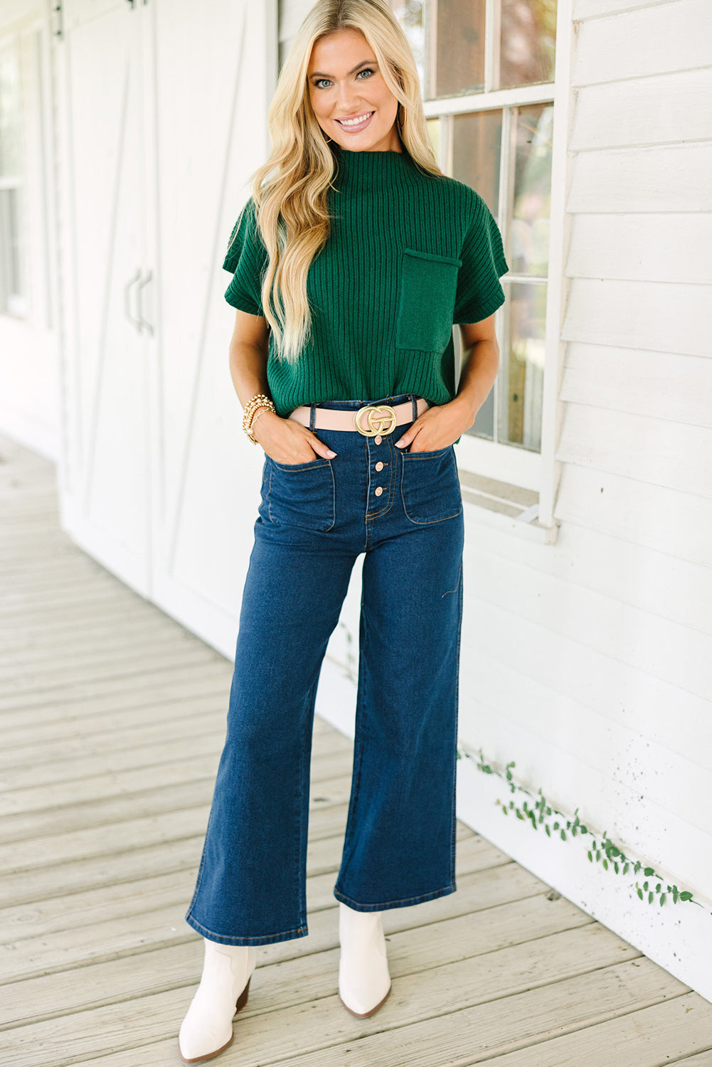 Mommas Hive oatmeal patch pocket ribbed knit short sleeve sweater, cozy short sleeve sweater with patch pocket detail.
