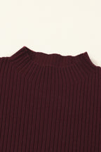 Mommas Hive oatmeal ribbed knit short sleeve sweater with patch pocket, made of viscose, polyester, and polyamide fabric.