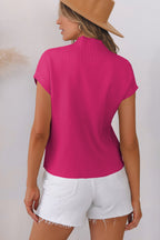 Mommas Hive oatmeal ribbed knit short sleeve sweater with patch pocket, casual style, made from viscose, polyester, and polyamide.