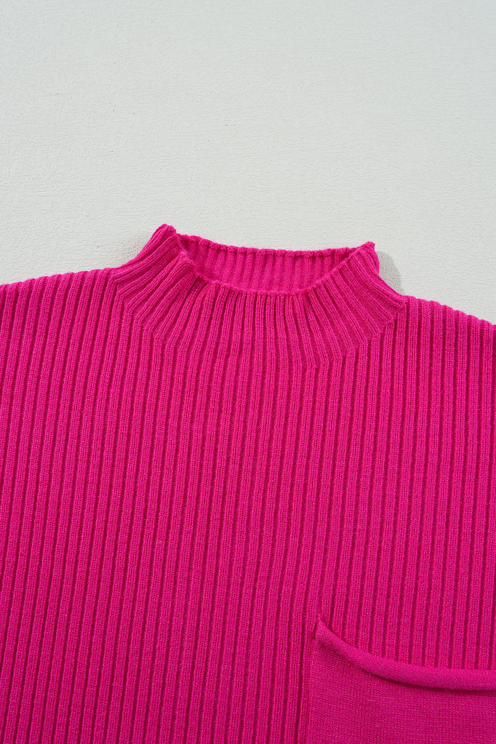 Mommas Hive oatmeal ribbed knit short sleeve sweater with patch pocket, made of viscose, polyester, and polyamide fabric.