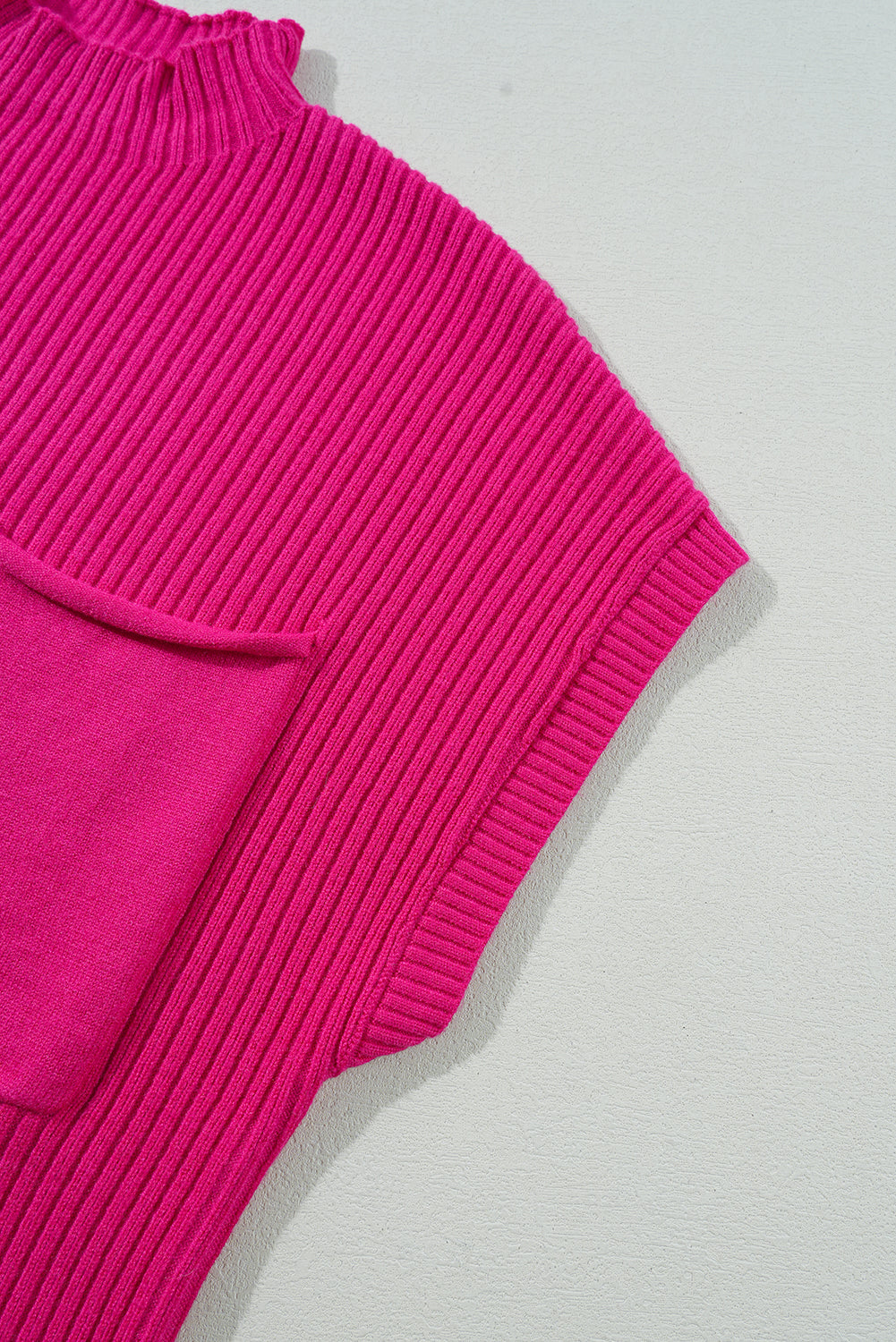 Mommas Hive oatmeal ribbed knit short sleeve sweater with patch pockets, lightweight and casual for everyday wear.