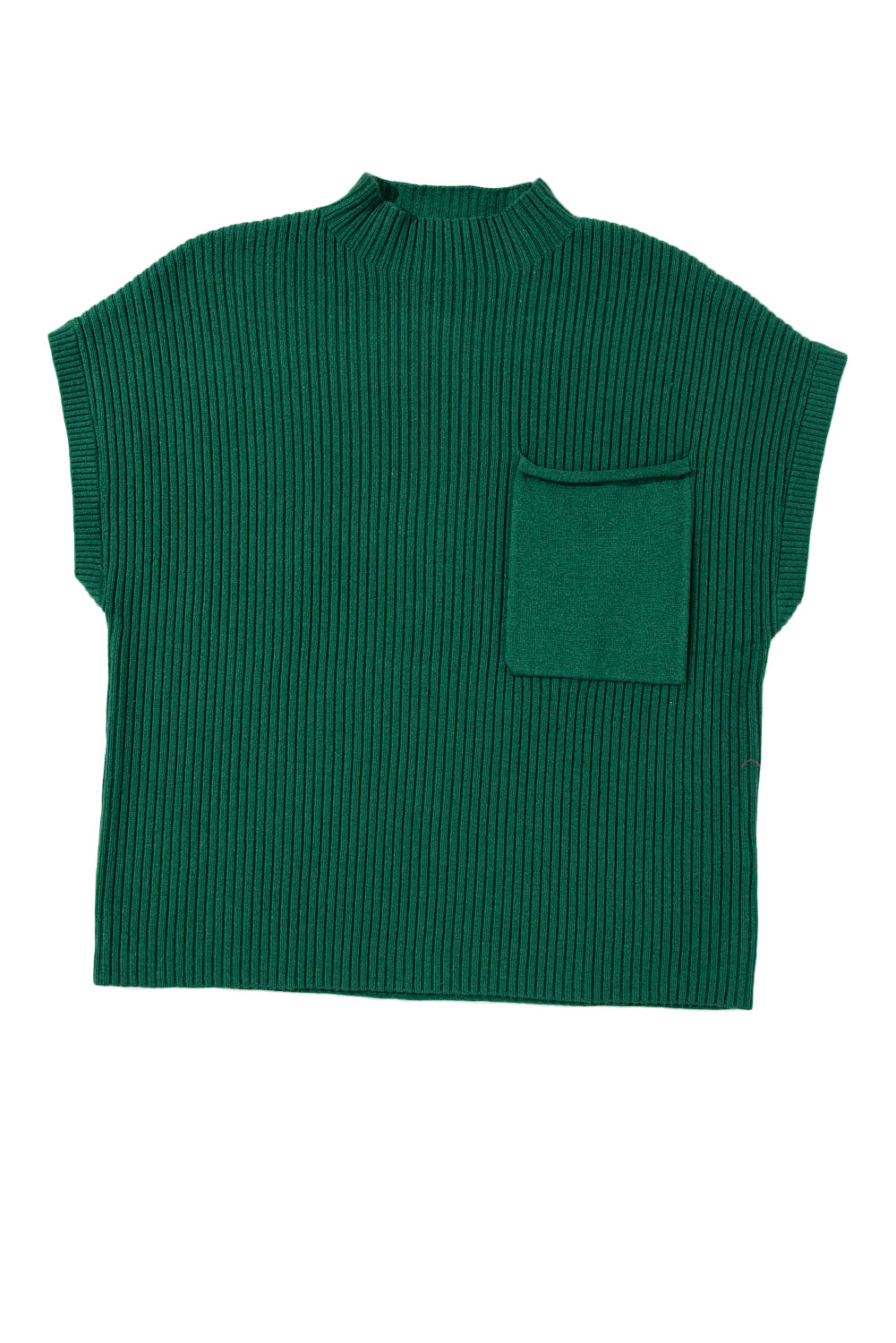 Mommas Hive oatmeal ribbed knit short sleeve sweater with patch pocket, casual knit top for women.