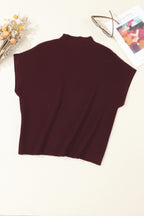 Mommas Hive oatmeal ribbed knit short sleeve sweater with patch pocket, made of viscose, polyester, and polyamide fibers.