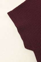 Mommas Hive oatmeal ribbed knit short sleeve sweater with patch pocket, made of viscose, polyester, and polyamide fibers.