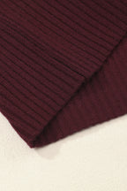 Mommas Hive oatmeal ribbed knit short sleeve sweater with patch pocket, made of viscose, polyester, and polyamide.
