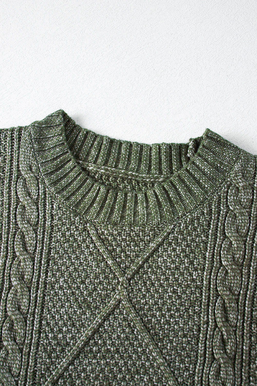 Mommas Hive mist green cable knit sweater dress with drop shoulder, loose fit, long sleeves, and cozy style.