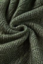Mommas Hive mist green cable knit sweater dress with drop shoulder, loose fit, made of polyester, perfect for casual wear.