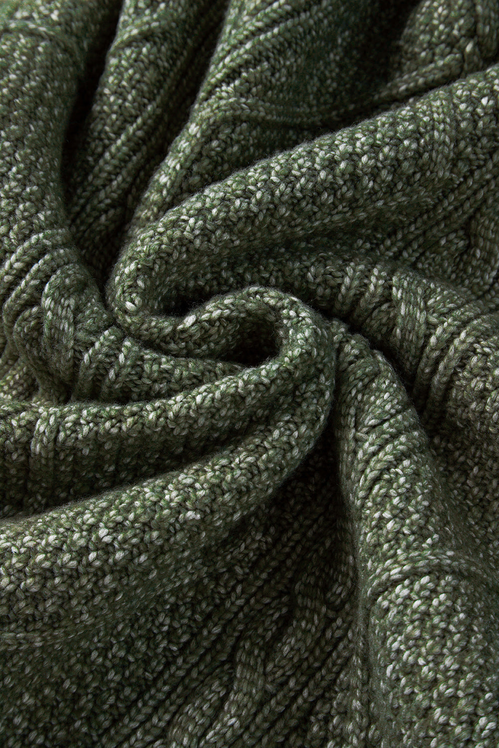 Mommas Hive mist green cable knit sweater dress with drop shoulder, loose fit, made of polyester, perfect for casual wear.