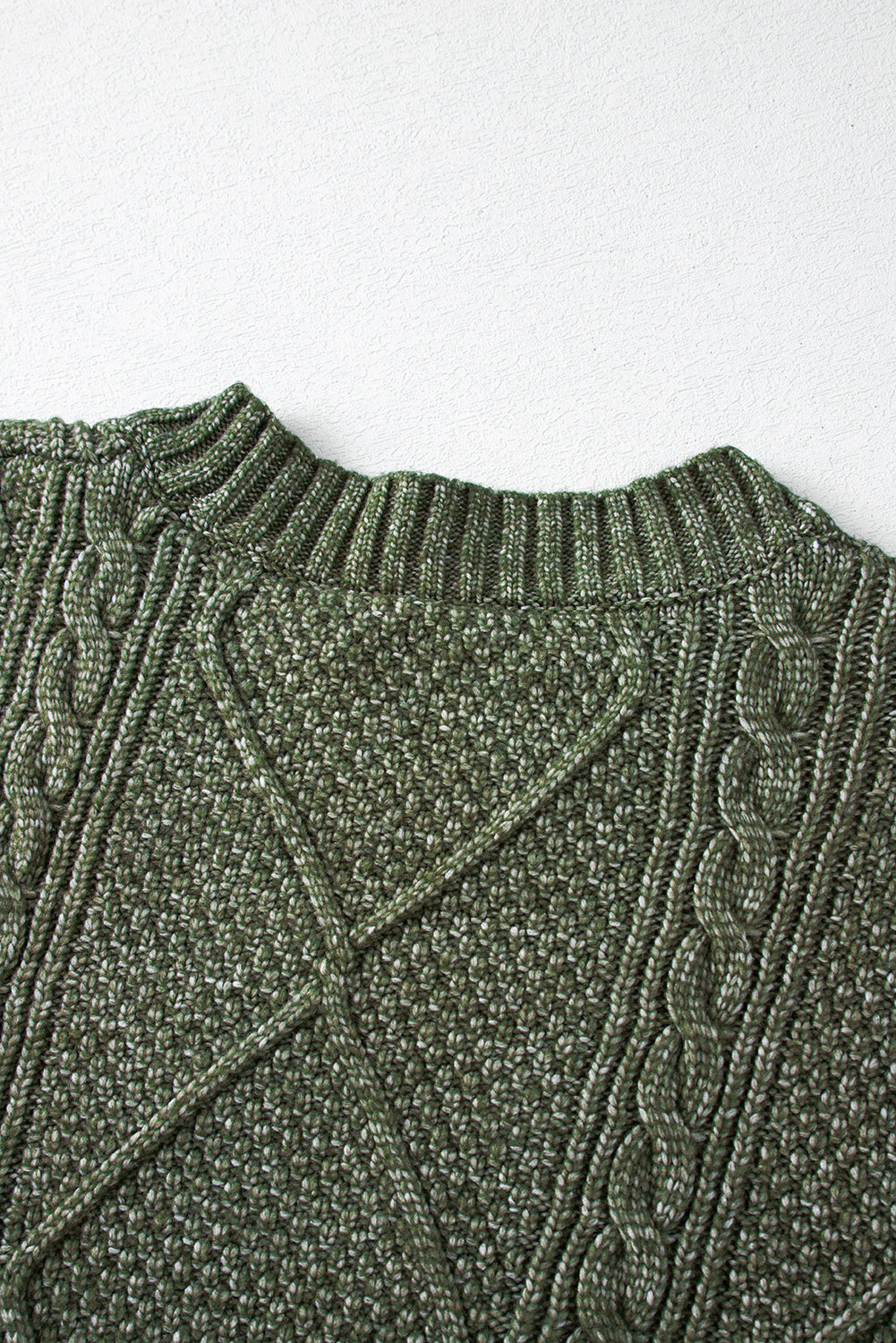 Mist green cable knit sweater dress by Mommas Hive featuring drop shoulders and a loose fit, made from lightweight polyester.
