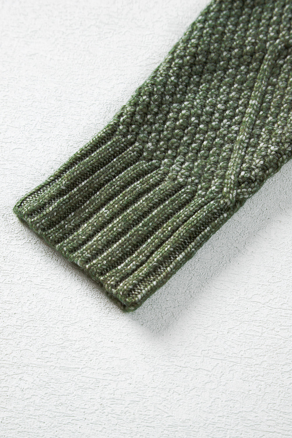 Mommas Hive mist green cable knit sweater dress with drop shoulder, loose fit, made of polyester, ideal for casual wear.