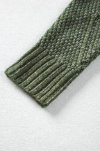 Mommas Hive mist green cable knit sweater dress with drop shoulder, loose fit, made of polyester, ideal for casual wear.