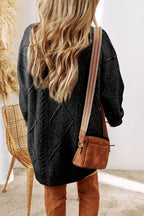 Mommas Hive mist green cable knit sweater dress with drop shoulder, loose fit, polyester, perfect for casual wear