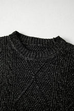 Mommas Hive mist green cable knit sweater dress with drop shoulder and loose fit, made from polyester, perfect for casual wear.