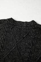 Mommas Hive mist green cable knit sweater dress with drop shoulders and loose fit, made from polyester, ideal for cozy casual wear.