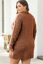 Mommas Hive mist green cable knit sweater dress with drop shoulder and loose fit, made of polyester, perfect for cozy style.