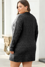 Mist green cable knit sweater dress by Mommas Hive with drop shoulder, loose fit, and cozy sweater dress style.
