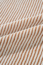 Striped textured knit loose sweater with contrast edge in chestnut color, from Mommas Hive, featuring a relaxed fit and cozy fabric.
