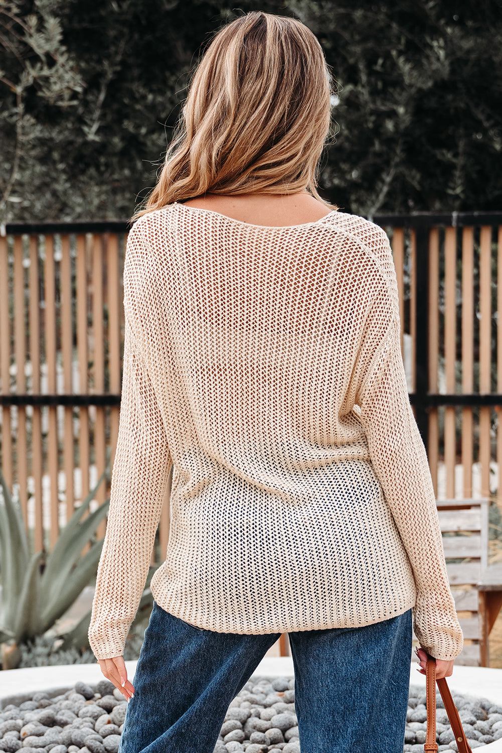 Smoke gray crochet hollow-out jumper top sweater by Mommas Hive, featuring a stylish knit design and relaxed fit.