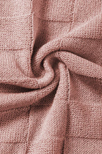 Bright pink lattice textured knit short sleeve sweater from Mommas Hive, showcasing a stylish, cozy knit top.