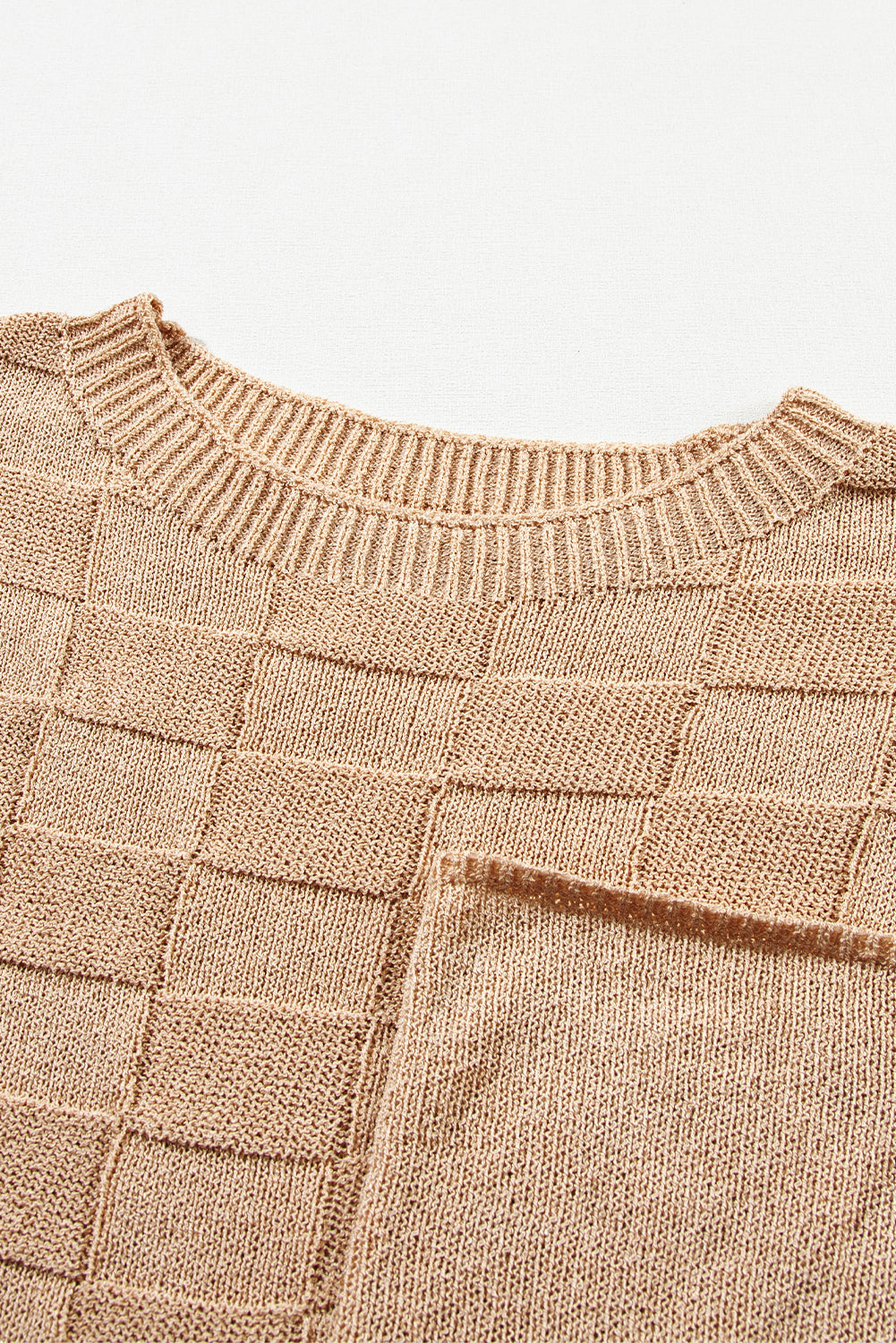 Bright pink lattice textured knit short sleeve sweater by Mommas Hive, featuring a cozy, stylish knit top with a vibrant pink color.
