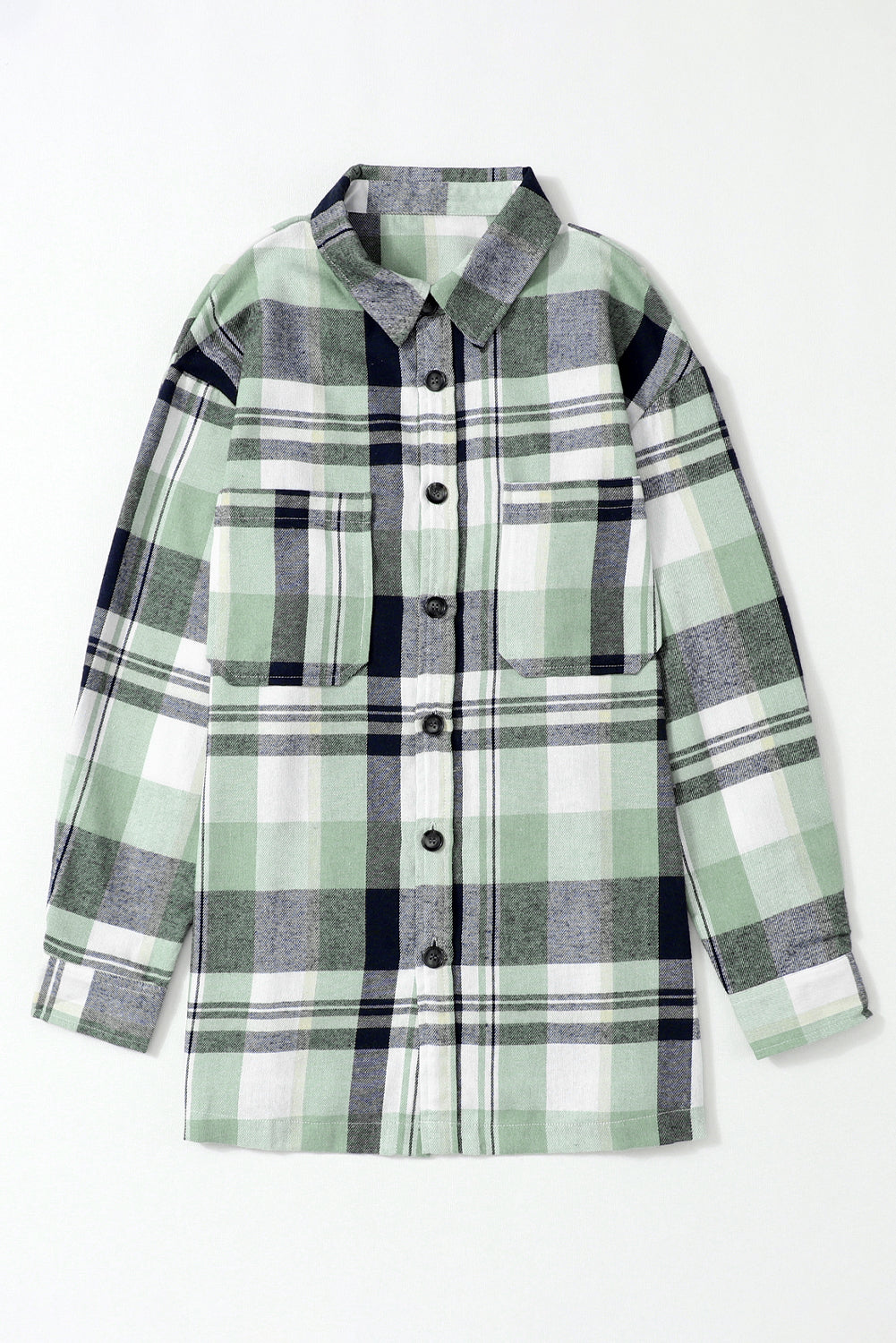 Pink plaid button-up patch pocket shirt from Mommas Hive, casual tops with a classic plaid design and front patch pocket.
