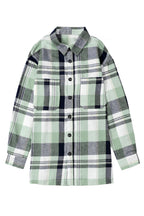 Pink plaid button-up patch pocket shirt by Mommas Hive, featuring a classic design and tailored fit, perfect for casual wear.