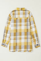 Pink plaid button-up patch pocket shirt from Mommas Hive, featuring long sleeves and classic collar for casual wear.