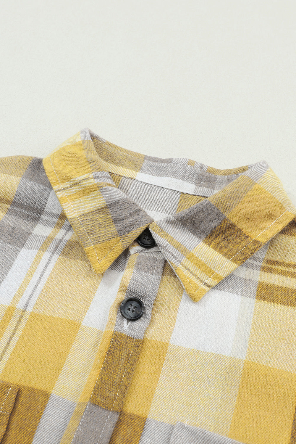Pink plaid button-up patch pocket shirt by Mommas Hive, casual tops featuring a classic pattern and front pocket detail.
