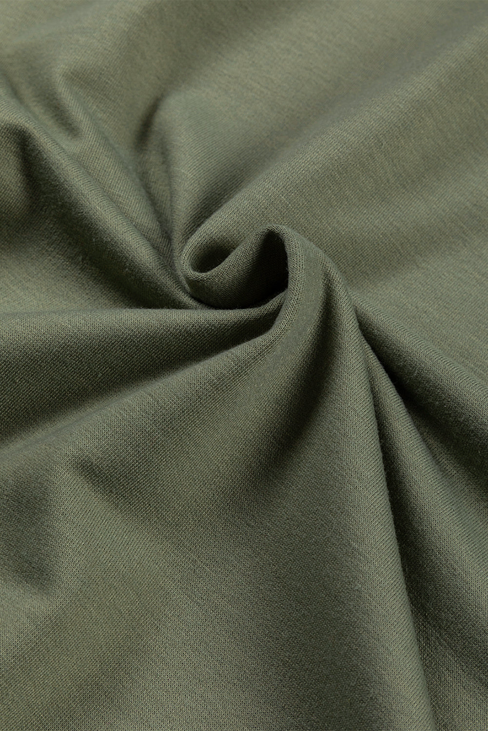 Jungle green Mommas Hive cowl neck shift tunic top with long sleeves, made of polyester, cotton, and elastane, displayed on a hanger