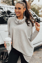 Jungle green cowl neck shift tunic top by Mommas Hive, long sleeve casual top made of polyester, cotton, and elastane.