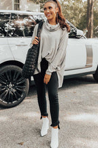 Mommas Hive jungle green long sleeve cowl neck shift tunic top made of polyester, cotton, and elastane, stylish and comfortable.