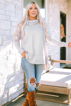 Jungle green Mommas Hive cowl neck shift tunic top with long sleeves, polyester, cotton, and elastane fabric, stylish and comfortable.
