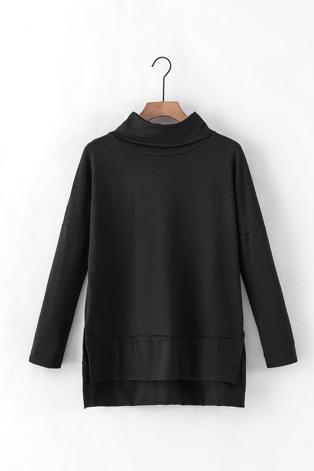 Mommas Hive jungle green long sleeve cowl neck shift tunic top with polyester, cotton, and elastane fabric, casual and comfortable fit.